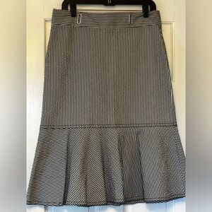 Ann Taylor Black and White Striped Midi Skirt
